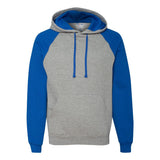 96CR JERZEES Nublend® Colorblocked Raglan Hooded Sweatshirt Oxford/ Royal