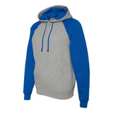 96CR JERZEES Nublend® Colorblocked Raglan Hooded Sweatshirt Oxford/ Royal