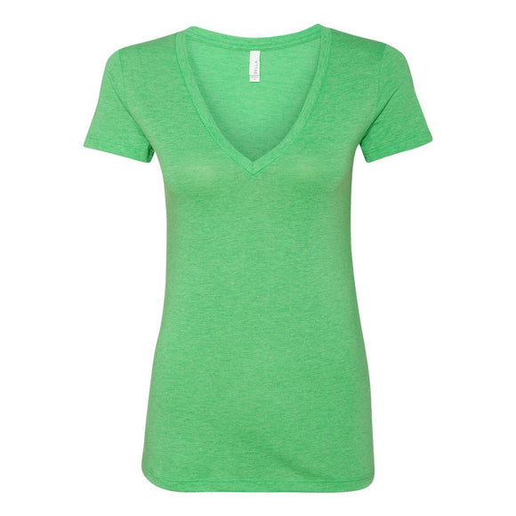 8435 BELLA + CANVAS Women’s Triblend Deep V-Neck Tee Green Triblend