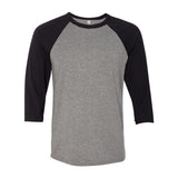 3200 BELLA + CANVAS Three-Quarter Sleeve Baseball Tee Deep Heather/ Black