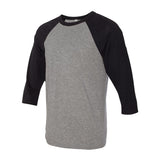 3200 BELLA + CANVAS Three-Quarter Sleeve Baseball Tee Deep Heather/ Black