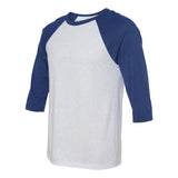 3200 BELLA + CANVAS Three-Quarter Sleeve Baseball Tee White Fleck/ Navy Triblend