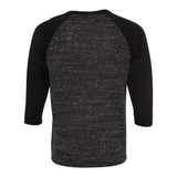 3200 BELLA + CANVAS Three-Quarter Sleeve Baseball Tee Black Marble/ Black