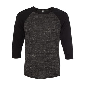 3200 BELLA + CANVAS Three-Quarter Sleeve Baseball Tee Black Marble/ Black