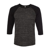 3200 BELLA + CANVAS Three-Quarter Sleeve Baseball Tee Black Marble/ Black