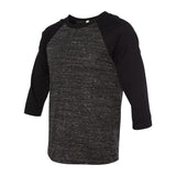 3200 BELLA + CANVAS Three-Quarter Sleeve Baseball Tee Black Marble/ Black