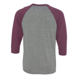 3200 BELLA + CANVAS Three-Quarter Sleeve Baseball Tee Grey/ Maroon Triblend