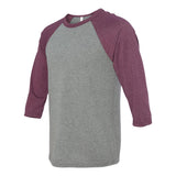 3200 BELLA + CANVAS Three-Quarter Sleeve Baseball Tee Grey/ Maroon Triblend