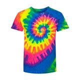 20BMS Dyenomite Youth Multi-Color Spiral Tie-Dyed T-Shirt Fluorescent Rainbow Spiral