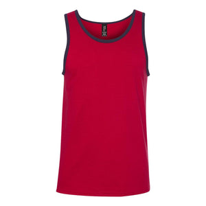 986 Anvil Lightweight Ringer Tank Top Independence Red/ Navy