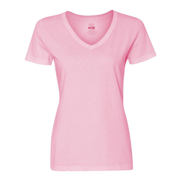 L39VR Fruit of the Loom HD Cotton Women's V-Neck T-Shirt Classic Pink