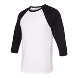 3200 BELLA + CANVAS Three-Quarter Sleeve Baseball Tee White/ Black