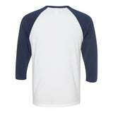 3200 BELLA + CANVAS Three-Quarter Sleeve Baseball Tee White/ Navy