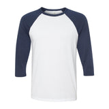 3200 BELLA + CANVAS Three-Quarter Sleeve Baseball Tee White/ Navy