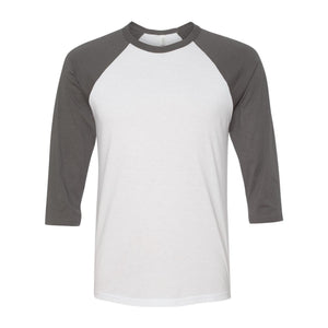 3200 BELLA + CANVAS Three-Quarter Sleeve Baseball Tee White/ Asphalt