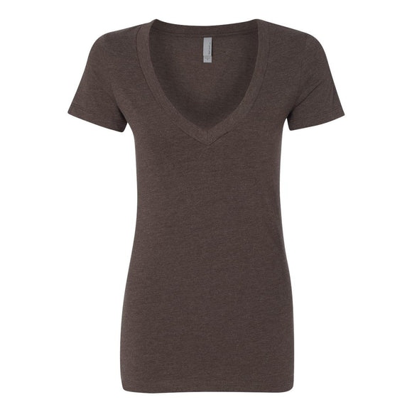 6640 Next Level Women’s CVC Deep V-Neck T-Shirt Espresso