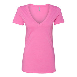 6640 Next Level Women’s CVC Deep V-Neck T-Shirt Hot Pink