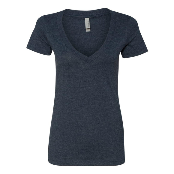 6640 Next Level Women’s CVC Deep V-Neck T-Shirt Midnight Navy