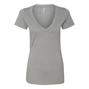 6640 Next Level Women’s CVC Deep V-Neck T-Shirt Stone Grey