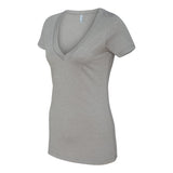 6640 Next Level Women’s CVC Deep V-Neck T-Shirt Stone Grey