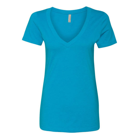 6640 Next Level Women’s CVC Deep V-Neck T-Shirt Turquoise