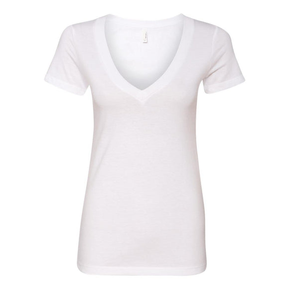 6640 Next Level Women’s CVC Deep V-Neck T-Shirt White