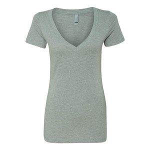 6640 Next Level Women’s CVC Deep V-Neck T-Shirt Dark Heather Grey