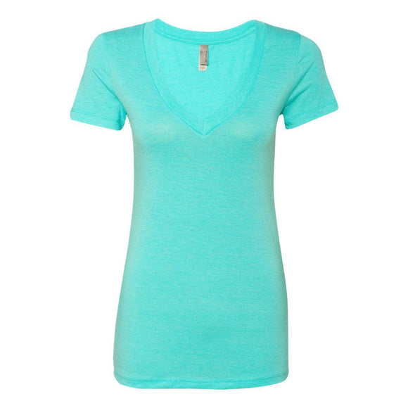 6740 Next Level Women’s Triblend Deep V-Neck T-Shirt Tahiti Blue