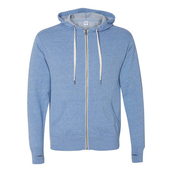 PRM90HTZ Independent Trading Co. Heathered French Terry Full-Zip Hooded Sweatshirt Sky Heather