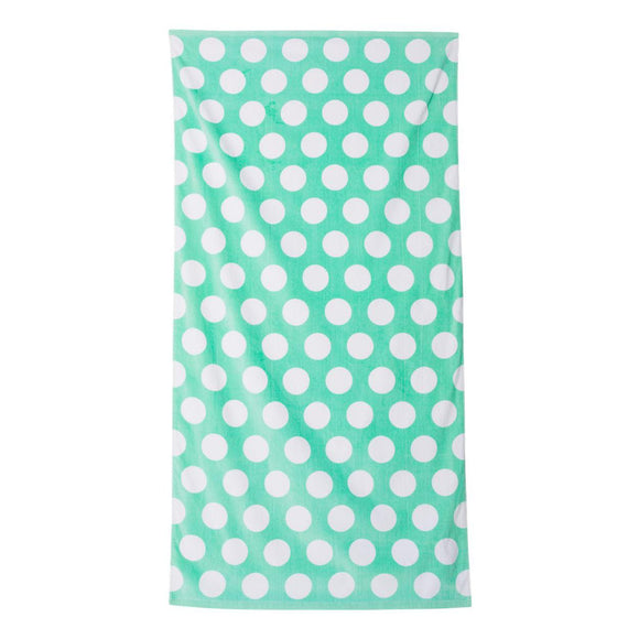 C3060P Carmel Towel Company Polka Dot Velour Beach Towel Light Green