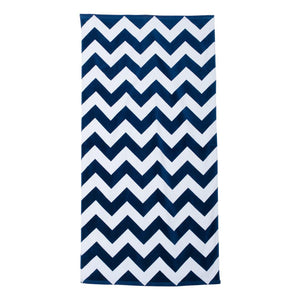 C3060X Carmel Towel Company Chevron Velour Beach Towel Navy