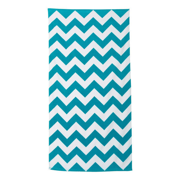 C3060X Carmel Towel Company Chevron Velour Beach Towel Turquoise