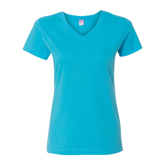 3507 LAT Women's Fine Jersey V-Neck Tee Aqua