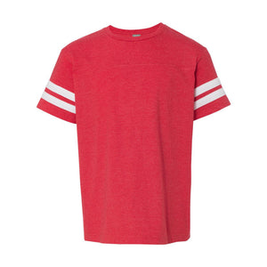 6137 LAT Youth Football Fine Jersey Tee Vintage Red/ White