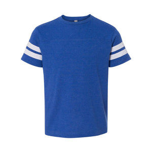 6137 LAT Youth Football Fine Jersey Tee Vintage Royal/ White