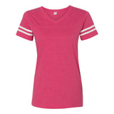 3537 LAT Women's Football V-Neck Fine Jersey Tee Vintage Hot Pink/ White