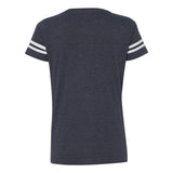 3537 LAT Women's Football V-Neck Fine Jersey Tee Vintage Navy/ White