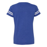 3537 LAT Women's Football V-Neck Fine Jersey Tee Vintage Royal/ White