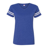 3537 LAT Women's Football V-Neck Fine Jersey Tee Vintage Royal/ White