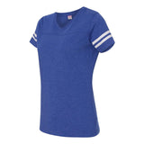 3537 LAT Women's Football V-Neck Fine Jersey Tee Vintage Royal/ White