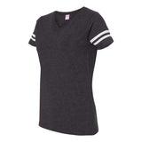 3537 LAT Women's Football V-Neck Fine Jersey Tee Vintage Smoke/ White