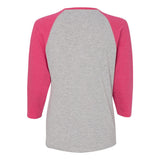 3530 LAT Women's Baseball Fine Jersey Three-Quarter Sleeve Tee Vintage Heather/ Vintage Hot Pink