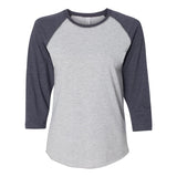 3530 LAT Women's Baseball Fine Jersey Three-Quarter Sleeve Tee Vintage Heather/ Vintage Navy