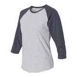 3530 LAT Women's Baseball Fine Jersey Three-Quarter Sleeve Tee Vintage Heather/ Vintage Navy