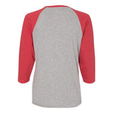 3530 LAT Women's Baseball Fine Jersey Three-Quarter Sleeve Tee Vintage Heather/ Vintage Red