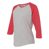 3530 LAT Women's Baseball Fine Jersey Three-Quarter Sleeve Tee Vintage Heather/ Vintage Red