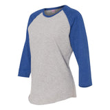 3530 LAT Women's Baseball Fine Jersey Three-Quarter Sleeve Tee Vintage Heather/ Vintage Royal