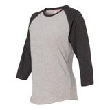 3530 LAT Women's Baseball Fine Jersey Three-Quarter Sleeve Tee Vintage Heather/ Vintage Smoke