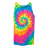 420MS Dyenomite Unisex Multi-Color Spiral Tie-Dyed Tank Top Fluorescent Rainbow Spiral