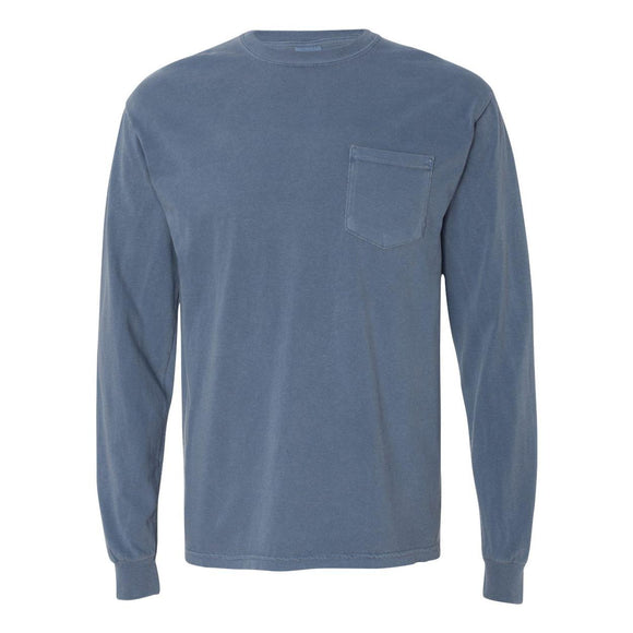 4410 Comfort Colors Garment-Dyed Heavyweight Long Sleeve Pocket T-Shirt Blue Jean